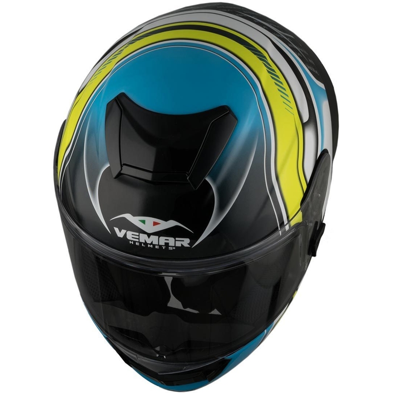 Integralhelm Vemar Hurricane Racing schwarz-weiß-gelb-blau