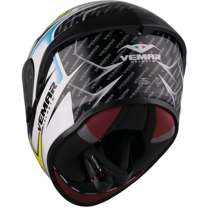 Integralhelm Vemar Hurricane Racing schwarz-weiß-gelb-blau
