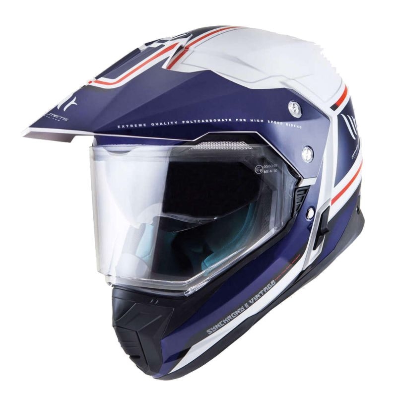 Enduro-Helm MT Synchrony Duosport SV Tourer weiß-blau-rot Ausverkauf