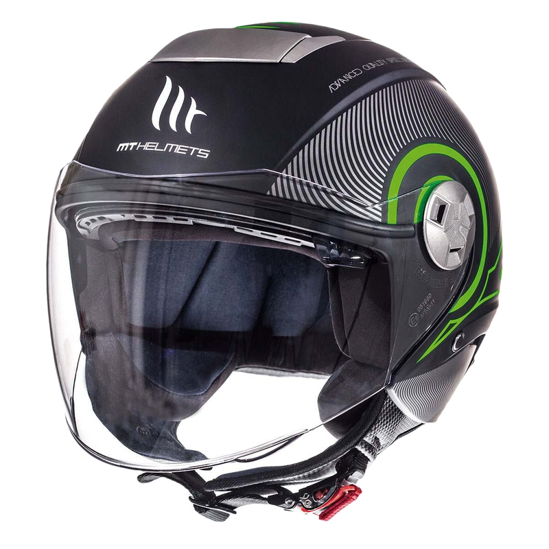 Motorradhelm Open MT City Eleven SV Tron Schwarz Matte Fluo Grün Ausverkauf