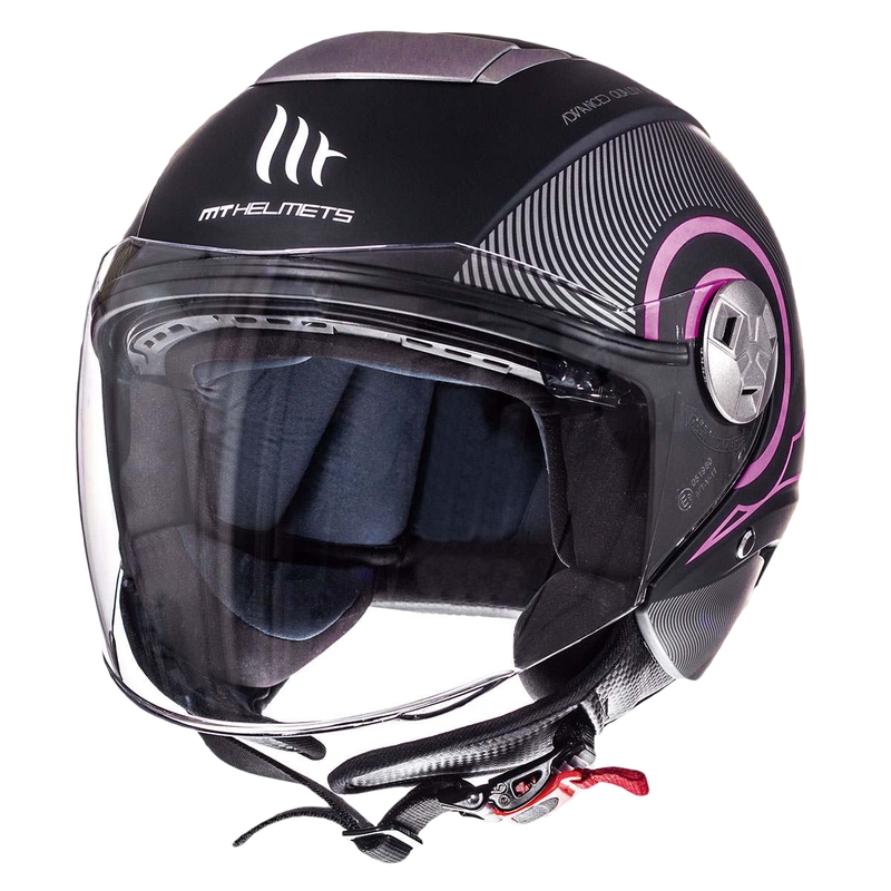 Motorradhelm Open MT City Eleven SV Tron Schwarz Matt Rosa Ausverkauf