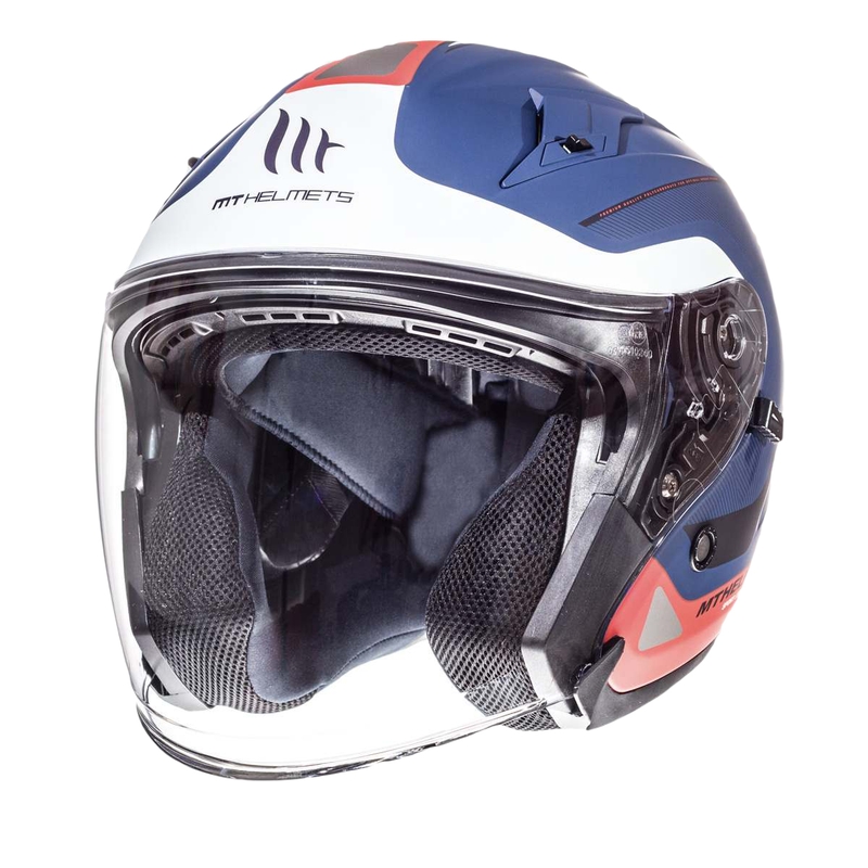 Offener Motorradhelm MT Avenue SV Crossroad blau matt-rot