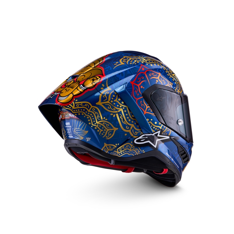 Alpinestars Supertech R10 Marthainator Limited Edition Integralhelm, limitiert von JORGE MARTIN, Modell Blue Pearl, Gold Red