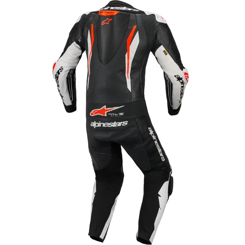 Alpinestars GP TECH V5 Einteiler-Motorradkombi aus Leder, schwarz-weiß-fluoreszierend rot