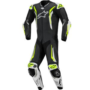 Alpinestars GP TECH V5 Einteiler-Motorradkombi aus Leder, schwarz-weiß-fluoreszierend gelb