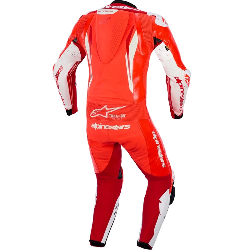 Alpinestars GP TECH V5 Einteiler Motorrad-Lederkombi, fluoreszierend rot-rot-weiß