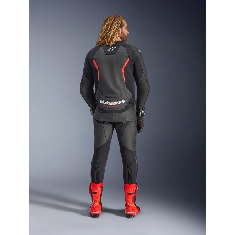 Alpinestars GP Force V2 Leder-Motorradjacke, schwarz-fluoreszierend rot-weiß