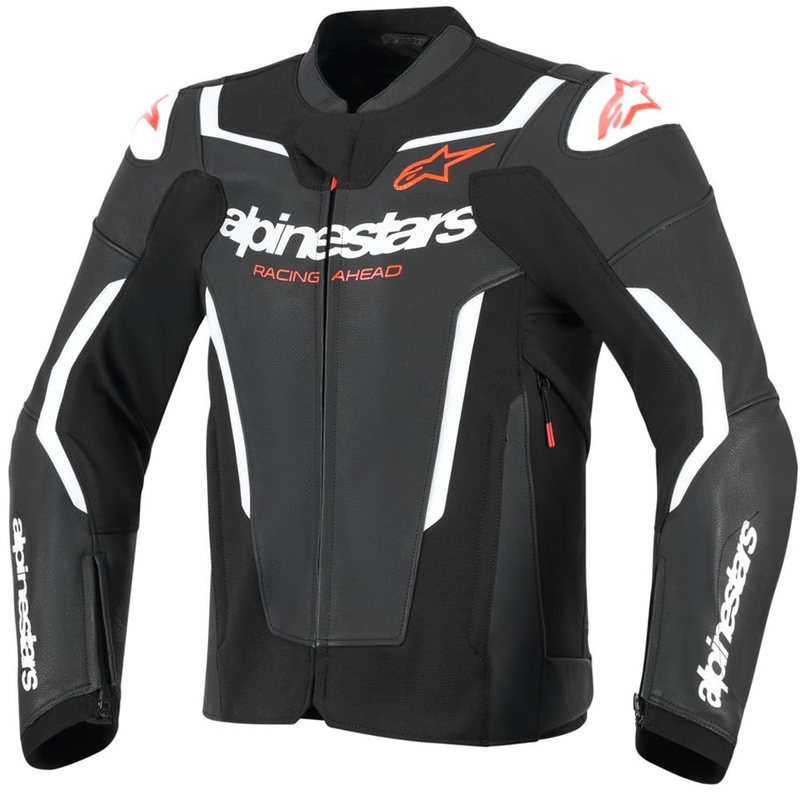 Alpinestars GP Force V2 Leder-Motorradjacke schwarz-weiß-rot