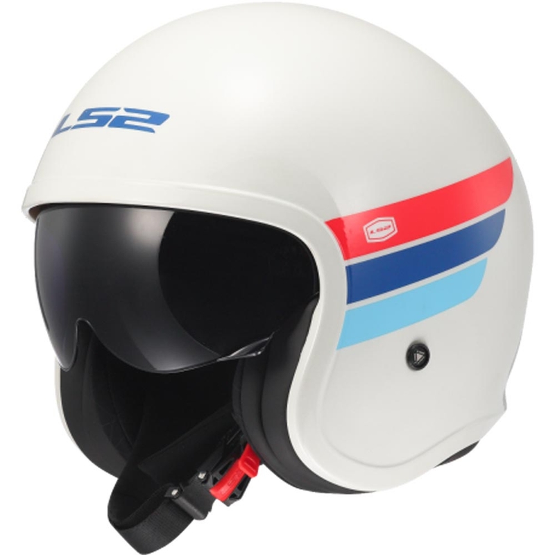 Offener Motorradhelm LS2 OF599 Spitfire II Retro weiß-blau-rot