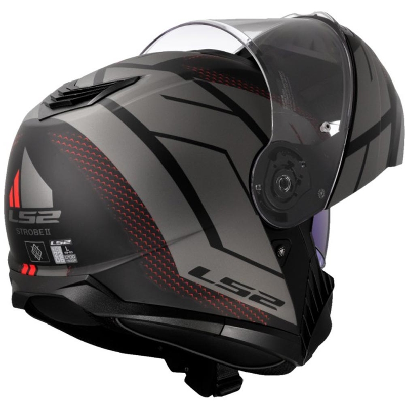 Klappbarer Motorradhelm LS2 FF908 Strobe II Code schwarz-grau