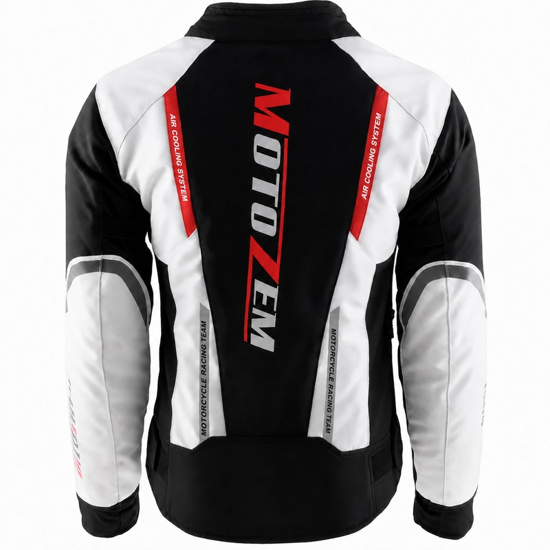 Damen-Motorradjacke Motozem Team 2 schwarz-weiß