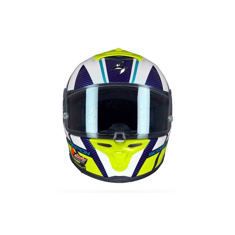 Integralhelm Scorpion EXO-R1 Air Corpus weiß-blau-gelb Ausverkauf
