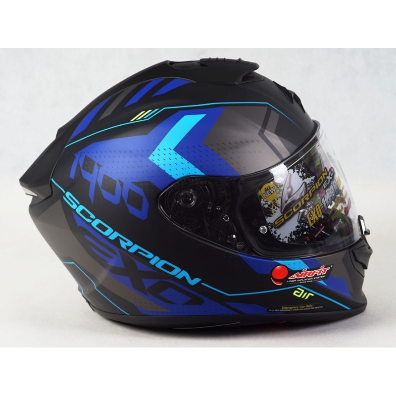 Integral Motorradhelm Scorpion Exo-1400 Air T-shirt schwarz-blau