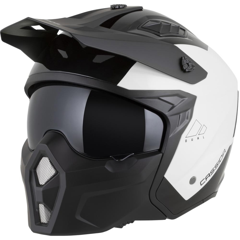 Modularer Motorradhelm Cassida Cross Country Dual weiß-schwarz