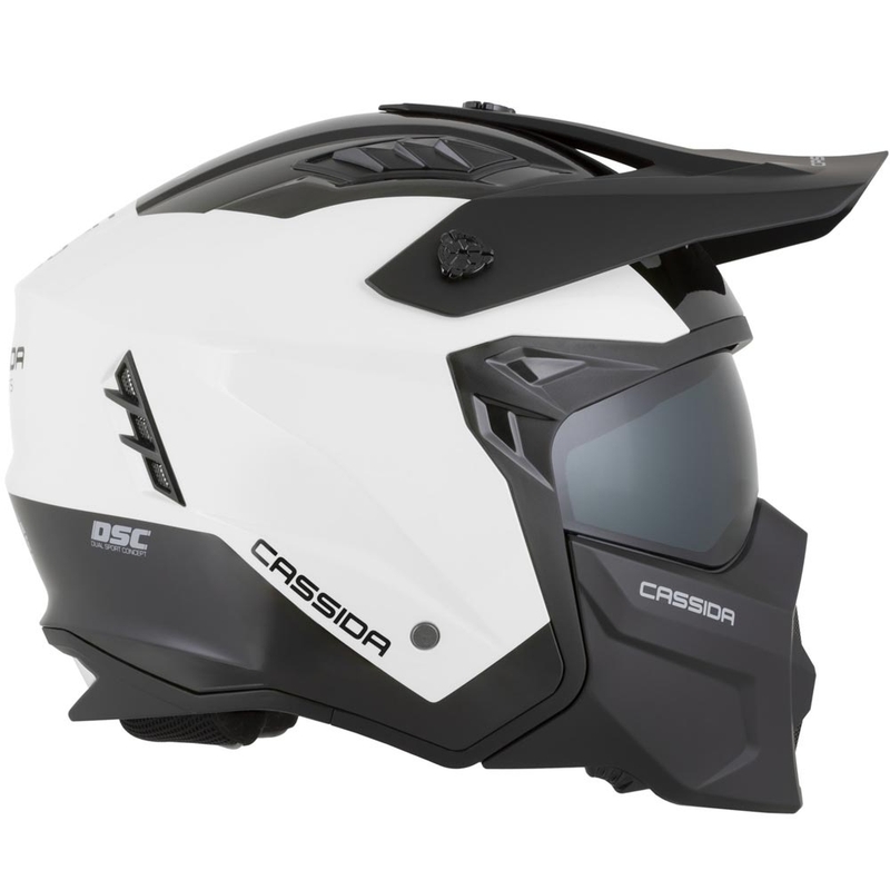 Modularer Motorradhelm Cassida Cross Country Dual weiß-schwarz