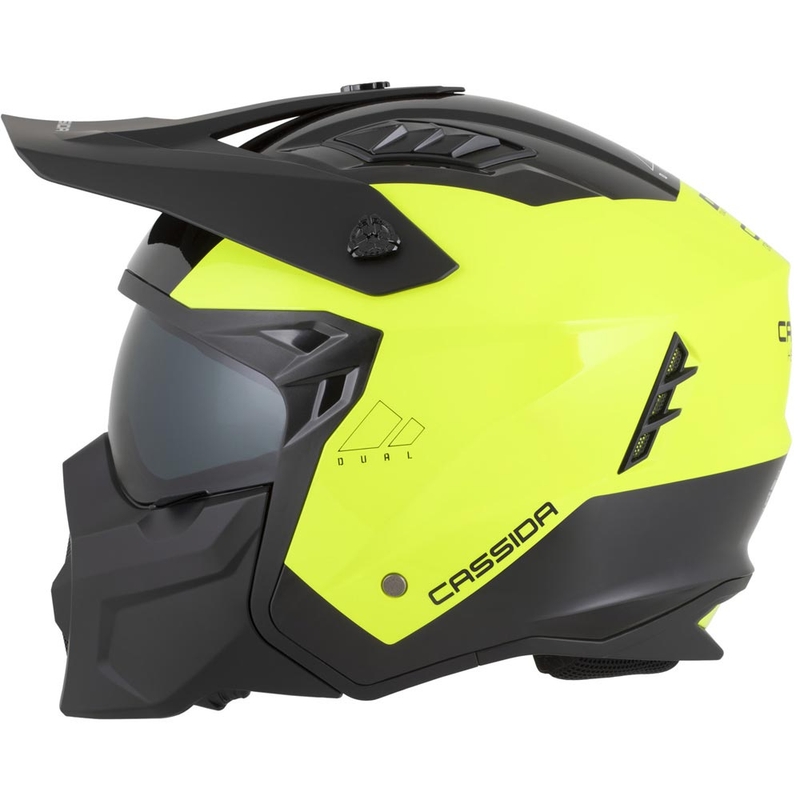 Modularer Motorradhelm Cassida Cross Country Dual, fluoreszierend gelb-schwarz