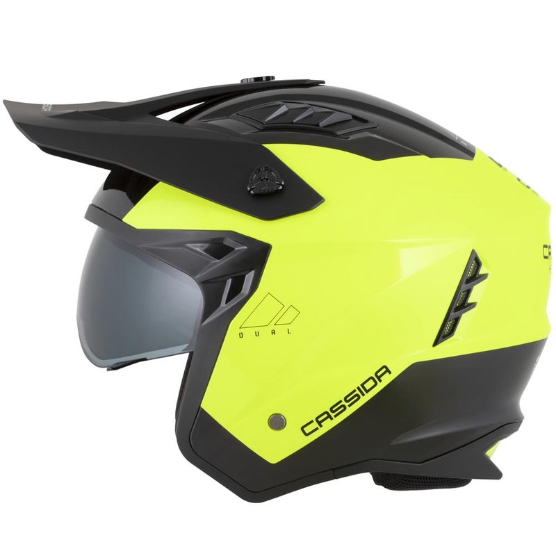 Modularer Motorradhelm Cassida Cross Country Dual, fluoreszierend gelb-schwarz