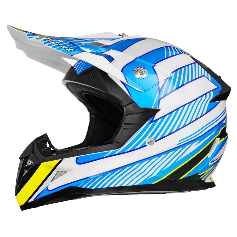 Kinder Motocross Helm ZED X1.9D weiß-blau-gelb-schwarz