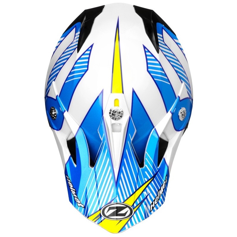 Kinder Motocross Helm ZED X1.9D weiß-blau-gelb-schwarz