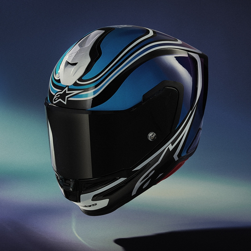 Alpinestars S-R7 Zeal Integralhelm, schwarz-blau-fluoreszierend pink-weiß
