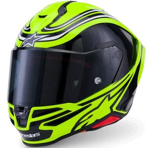 Alpinestars S-R7 Zeal Integralhelm, fluoreszierend gelb-schwarz-weiß