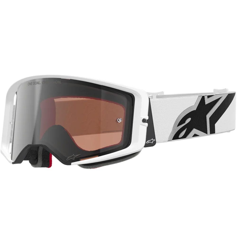 Alpinestars Supertech Corp Motocross-Brille, weiß-grau mit rotem Plexiglas