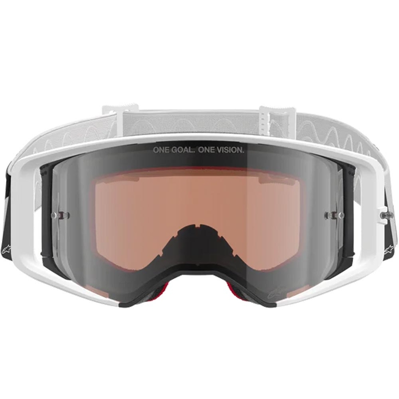 Alpinestars Supertech Corp Motocross-Brille, weiß-grau mit rotem Plexiglas