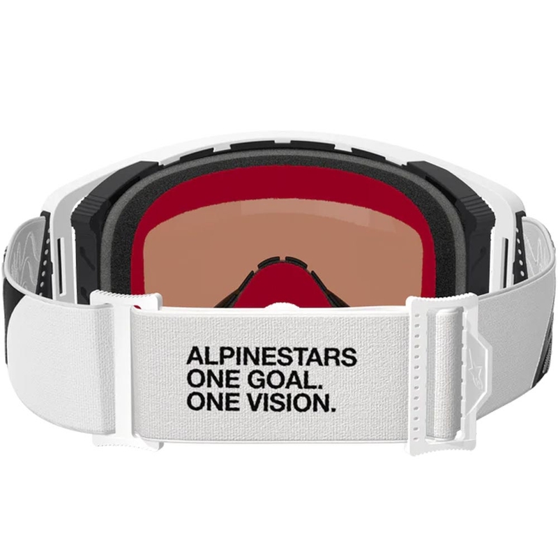 Alpinestars Supertech Corp Motocross-Brille, weiß-grau mit rotem Plexiglas