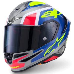Alpinestars S-R7 Lumen Integralhelm für Motorräder, silber-schwarz-pink-fluoreszierend gelb