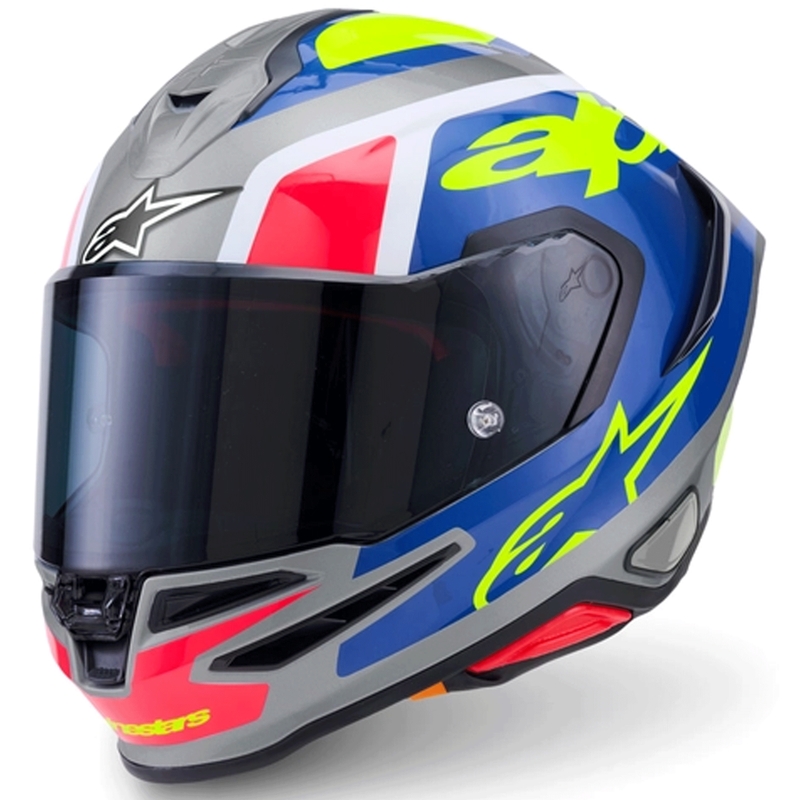 Alpinestars S-R7 Lumen Integralhelm für Motorräder, silber-schwarz-pink-fluoreszierend gelb
