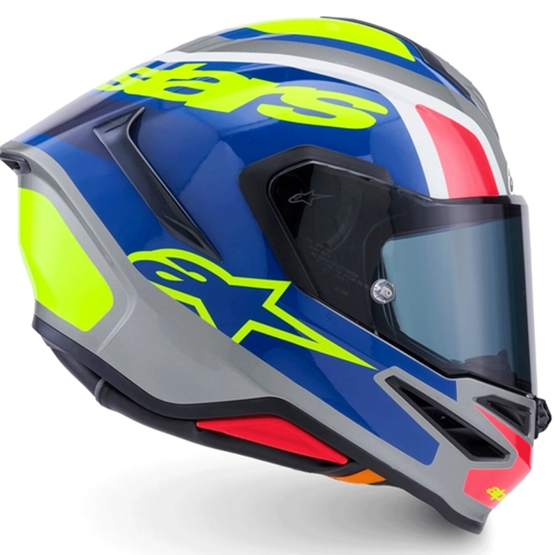 Alpinestars S-R7 Lumen Integralhelm für Motorräder, silber-schwarz-pink-fluoreszierend gelb