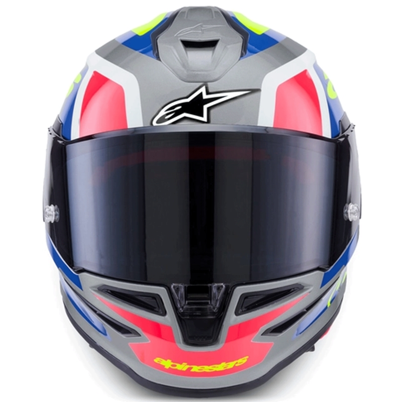Alpinestars S-R7 Lumen Integralhelm für Motorräder, silber-schwarz-pink-fluoreszierend gelb