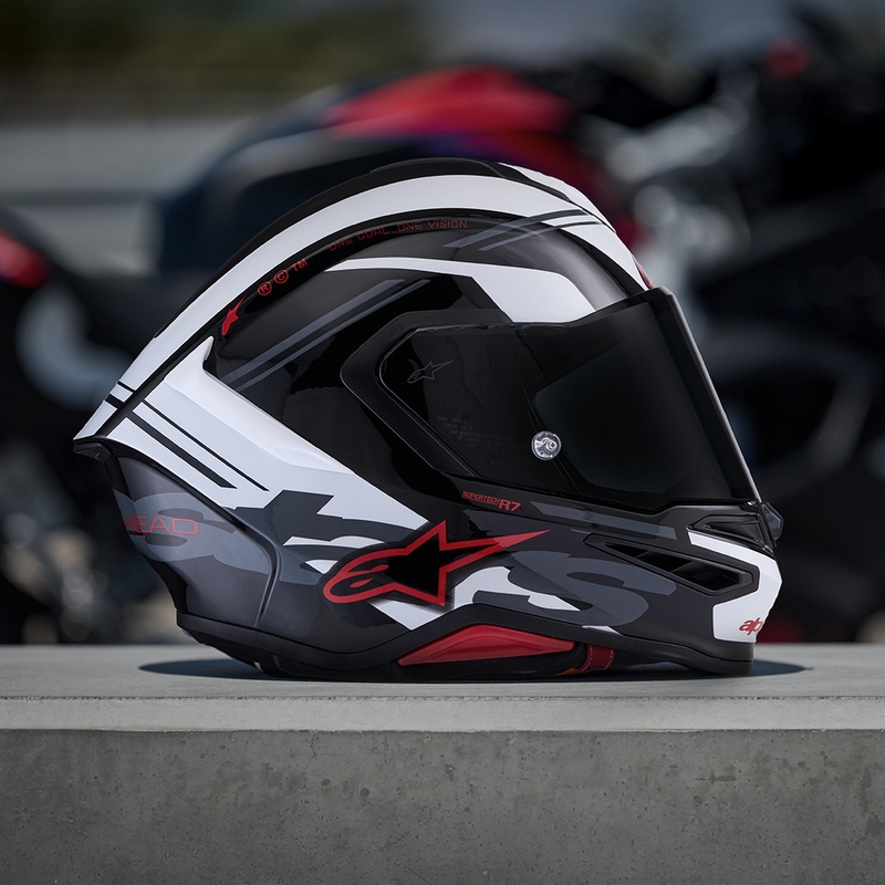 Alpinestars S-R7 A-Core Integralhelm, schwarz-weiß-rot