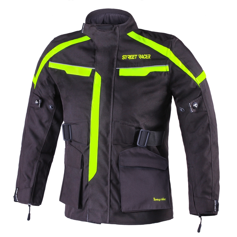 Kinder Motorradjacke Street Racer Drago schwarz-fluo gelb Ausverkauf
