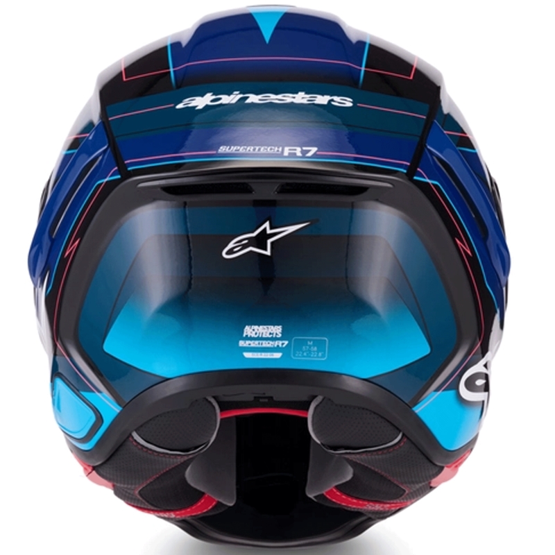 Alpinestars S-R7 Kinetis Integralhelm für Motorräder, schwarz-blau-fluoreszierend pink-weiß