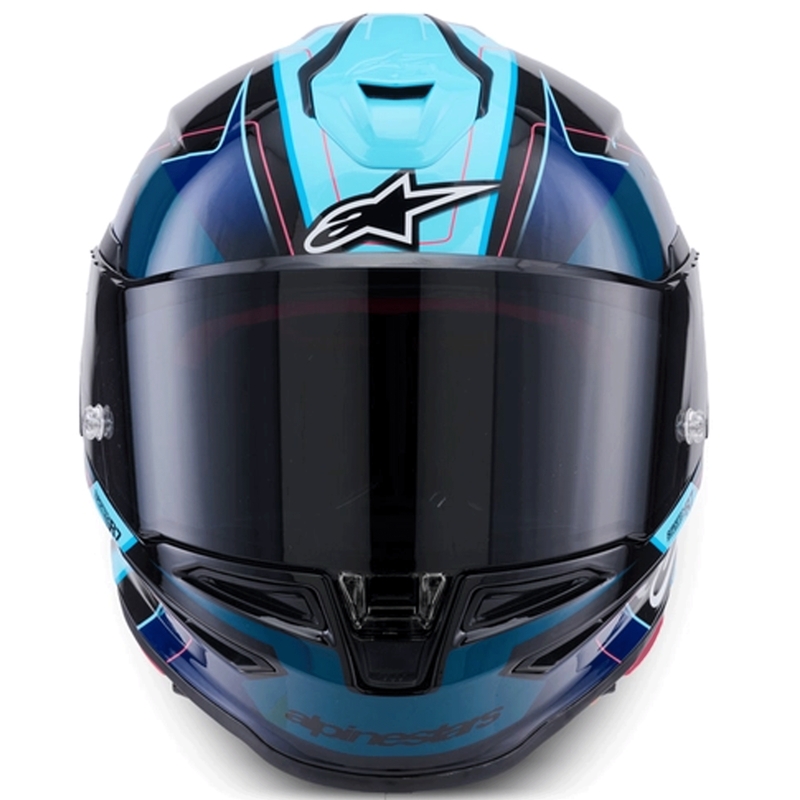 Alpinestars S-R7 Kinetis Integralhelm für Motorräder, schwarz-blau-fluoreszierend pink-weiß