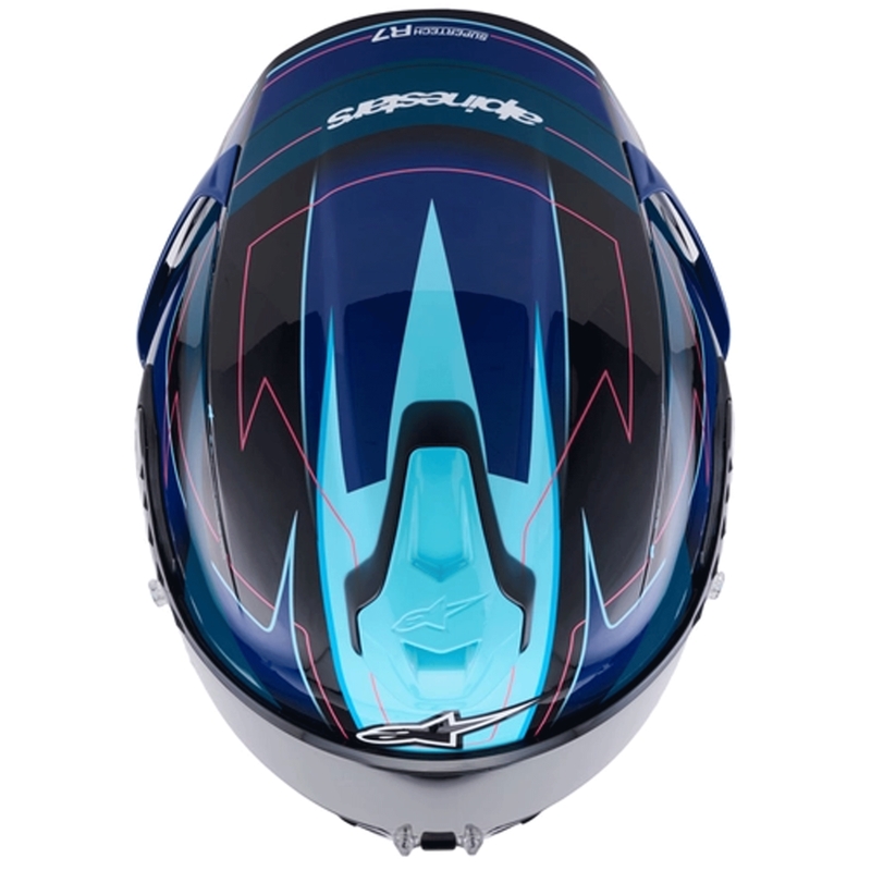 Alpinestars S-R7 Kinetis Integralhelm für Motorräder, schwarz-blau-fluoreszierend pink-weiß