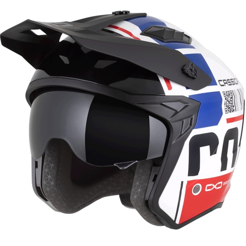 Modularer Motorradhelm Cassida Cross Country Code weiß-rot-blau-schwarz