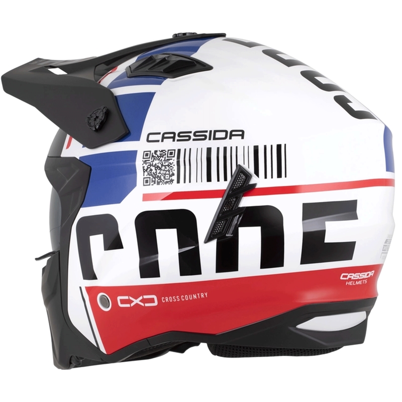 Modularer Motorradhelm Cassida Cross Country Code weiß-rot-blau-schwarz