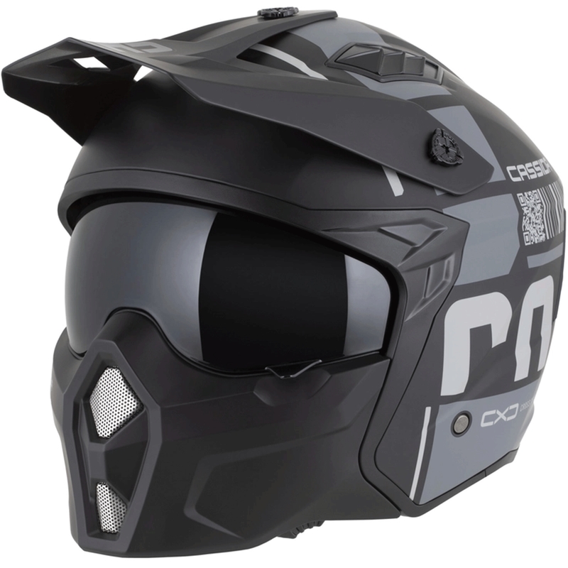 Modularer Motorradhelm Cassida Cross Country Code, matt schwarz-dunkelgrau-hellgrau
