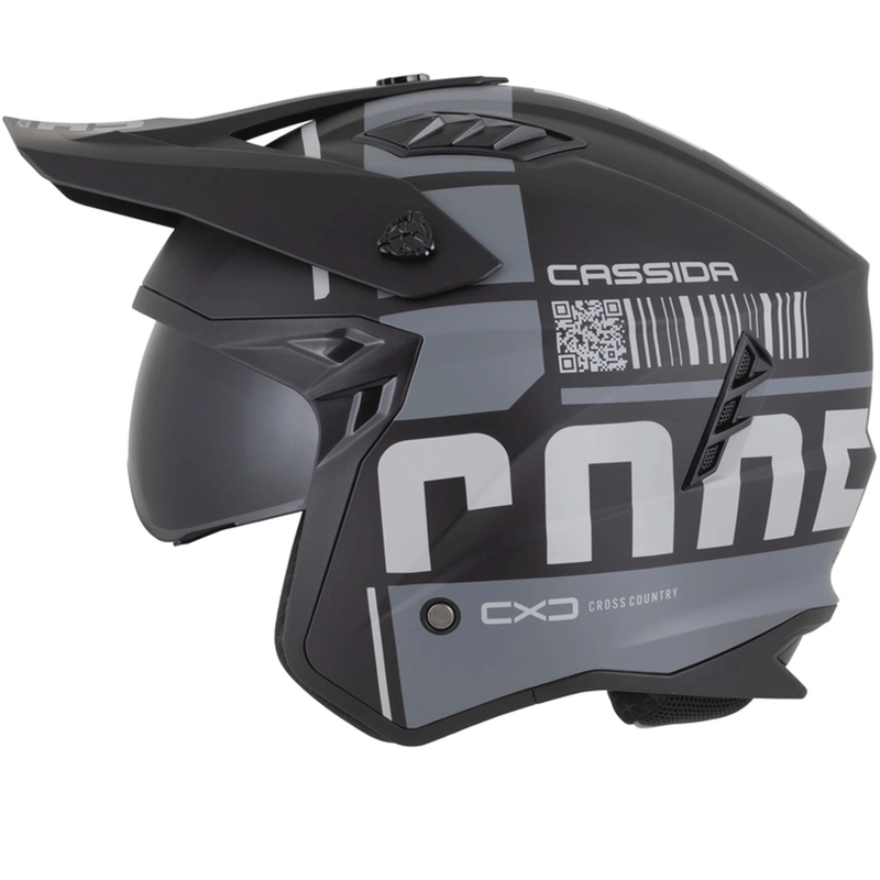 Modularer Motorradhelm Cassida Cross Country Code, matt schwarz-dunkelgrau-hellgrau