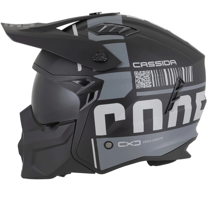 Modularer Motorradhelm Cassida Cross Country Code, matt schwarz-dunkelgrau-hellgrau