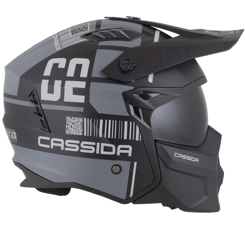 Modularer Motorradhelm Cassida Cross Country Code, matt schwarz-dunkelgrau-hellgrau