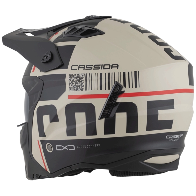 Modularer Motorradhelm Cassida Cross Country Code, matt sand-schwarz-rot