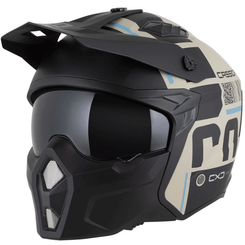 Modularer Motorradhelm Cross Country Code, matt sand-schwarz-hellblau