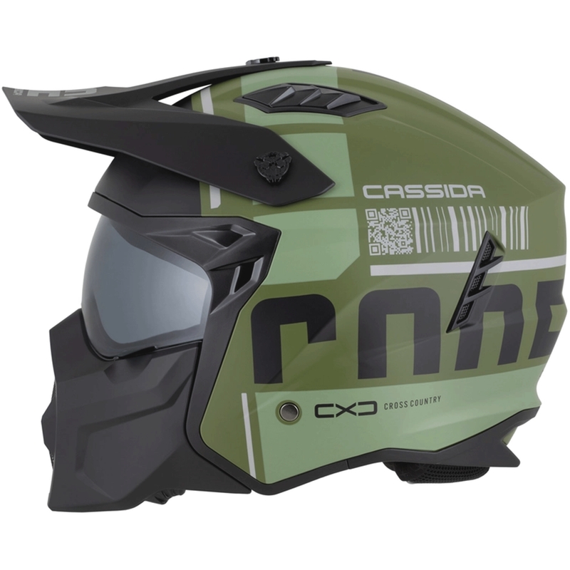 Modularer Motorradhelm Cassida Cross Country Code, mattgrün-grau-schwarz