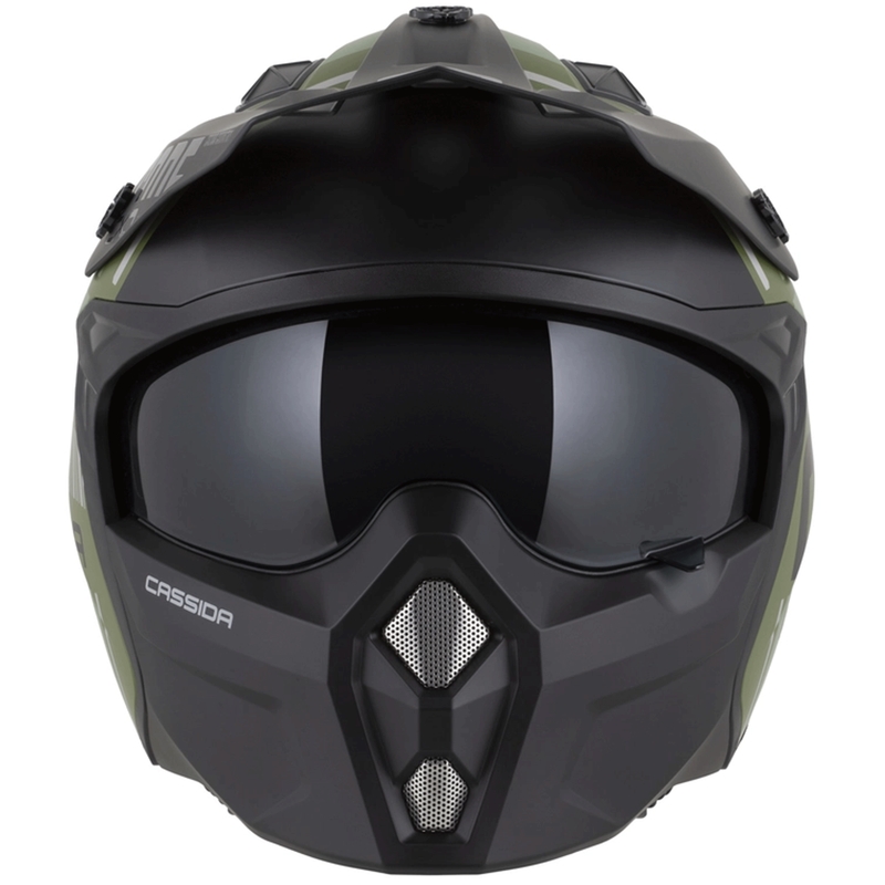 Modularer Motorradhelm Cassida Cross Country Code, mattgrün-grau-schwarz