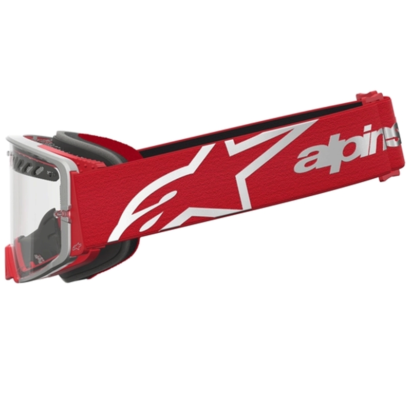 Alpinestars Supertech Dura Air Fluid Motocross-Brille in Rot-Silber mit klarem Plexiglas
