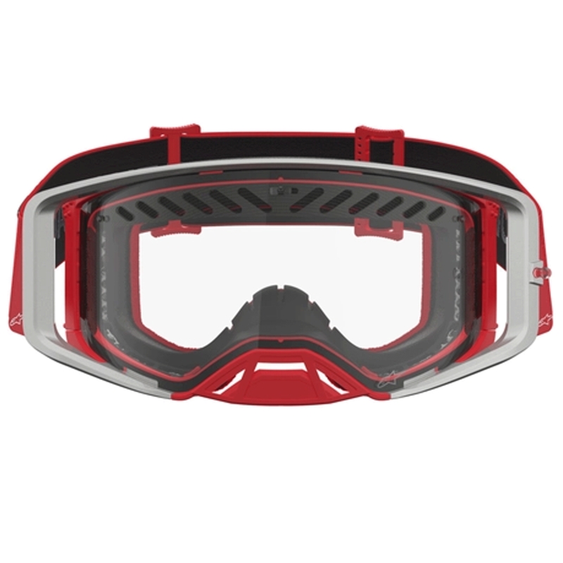 Alpinestars Supertech Dura Air Fluid Motocross-Brille in Rot-Silber mit klarem Plexiglas