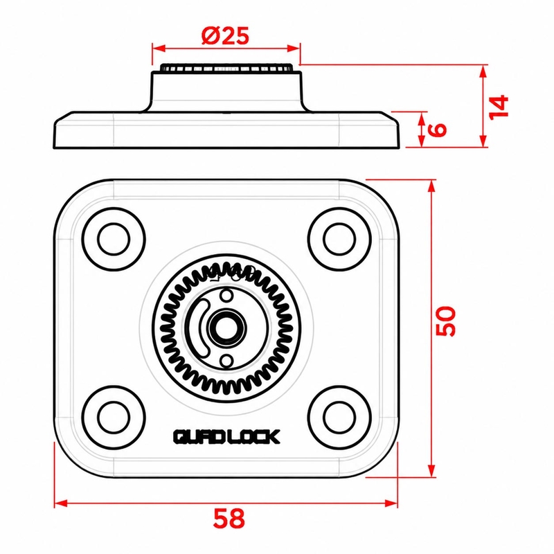 Quad Lock® 360 Flachfuß Schwarz